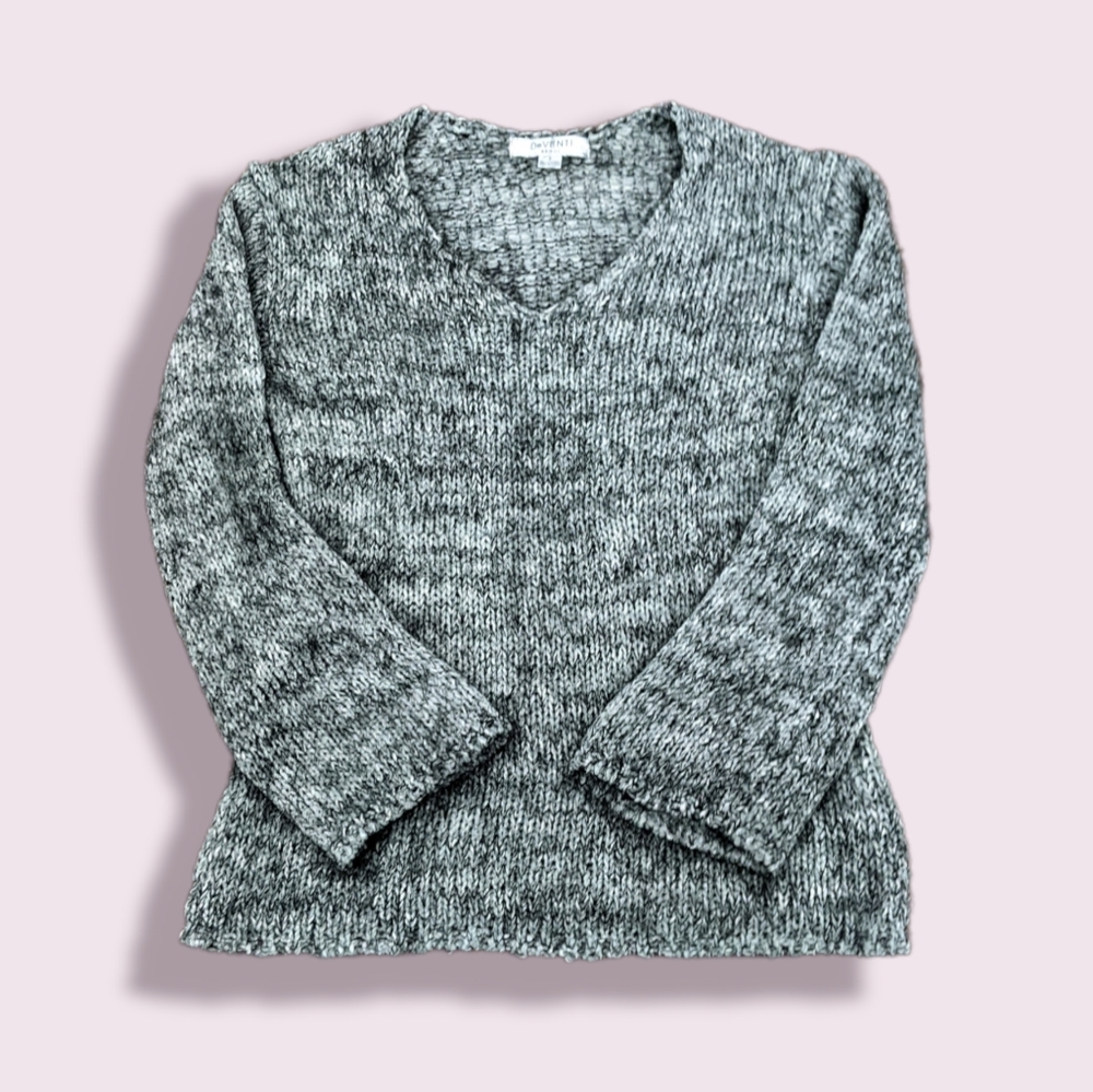 3/$25 Trendy Eyelash Knit V-neck Sweater Marled Heather Grey